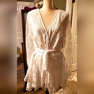White Lace Romper Size XL